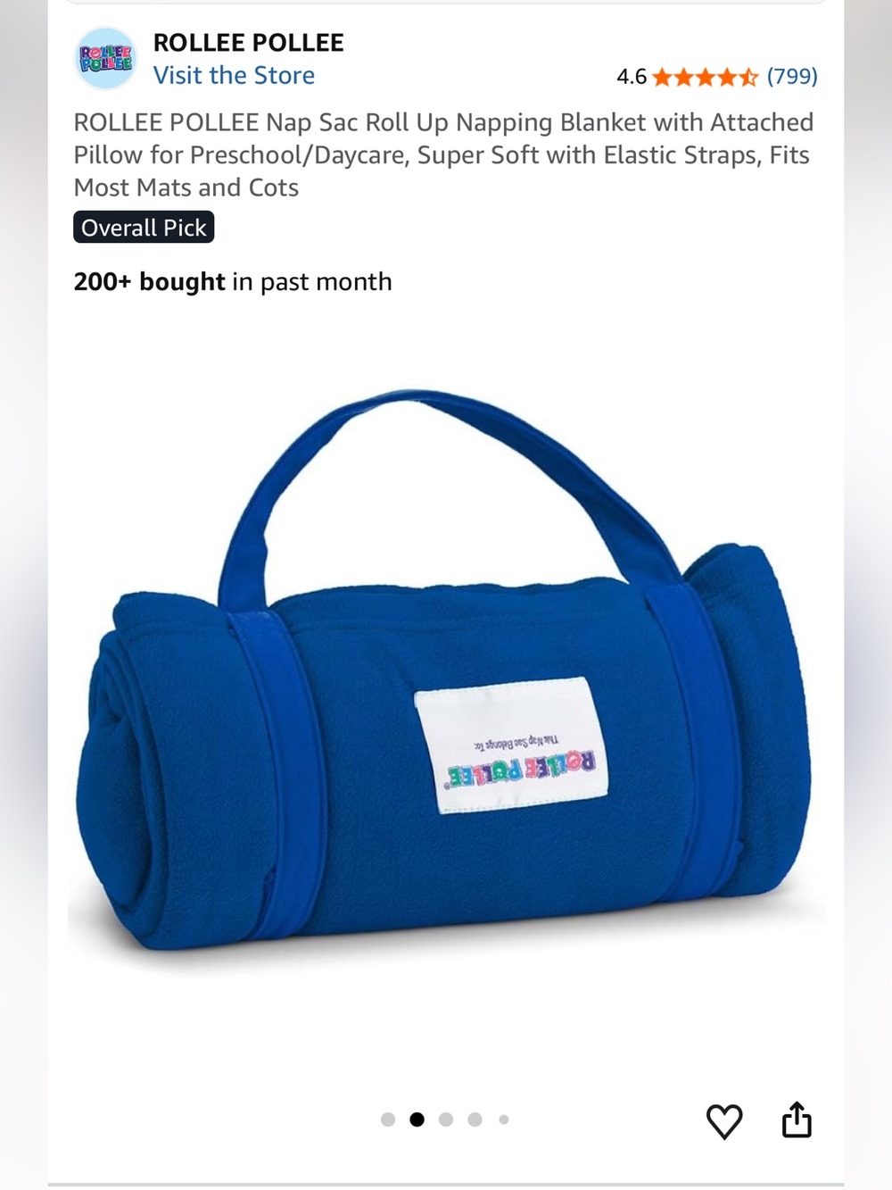 ROLLEE POLLEE Blue Roll-Up Nap Sac with Handle Set of TWO